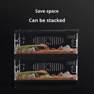 Gabbia acrilica per terrario in plastica ad alta visibilità con luce USB per ventilazione e termometro ideale per tutti i rettili - Product Image 3