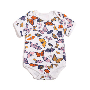 Pabrik Pakaian Bayi RTS Grosir Langsung 190GSM Katun Organik Musim Panas Ramah Lingkungan Lucu Unisex Baju Kodok Bayi Lengan Pendek Kancing - Product Image 3