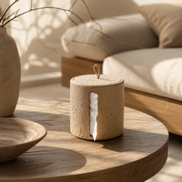 Distributeur de mouchoirs cylindrique moderne en résine de grès avec logo personnalisé, gain de place, pour voiture et hôtel, vente en gros