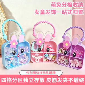 Cute Rabbit Jewelry Bag For Kids Sky Blue Cartoon Design Makeup Storage Pouch 3-10 Years Old - Product Image 3