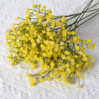 Bunga Baby's Breath Kuning Buatan dari Plastik Lembut, Tangkai Tunggal, Buatan Tangan, Tahan Air, Dekorasi Pernikahan