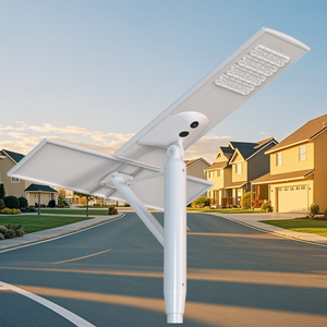 4 Modules Double Aluminum Solar Outdoor LED Street Light IP65 Integrated Solar Street Lights <b>Batteries</b> <b>Power</b> <b>CCTV</b> Camera - Product Image 2