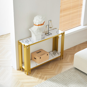 Console da tavolo decorativo in marmo a 2 piani collezione FCJ