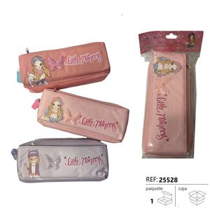Astuccio Principessa Rosa e Grigio con Design Cartoon per Bambini, Uso Scolastico - Product Image 3
