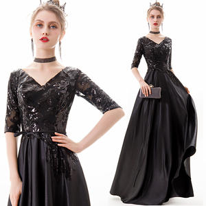 V boyun Backless a Line kadın abiye yarım kollu nedime önlük balo kokteyl parti düğün konuk elbiseler - Product Image 4