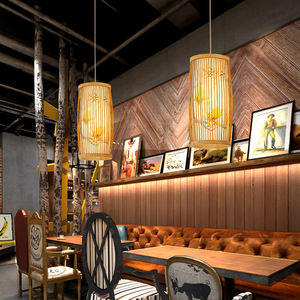 Lámpara colgante artesanal de bambú con forma de campana, base de bombilla E27 para sala de estar, iluminación de estilo Zen - Product Image 4