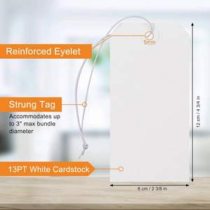 Etiquetas de envío en blanco reciclable, línea de cuerda de marcado de agujeros sólidos, cartulina, etiquetas colgantes de papel con inventario adicional - Product Image 2