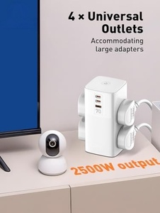 Tower Extension Lead 4 Way 10A 3 USB Ports Extension Cord Extension Socket Surge Protection Power Strip - Product Image 2