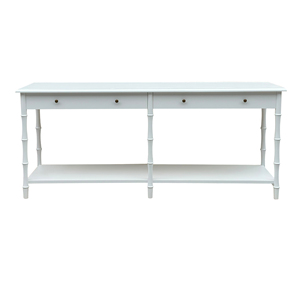 HL615-200 hamptons cổ trang trại cổ điển gỗ rắn tre chân lưu trữ hành lang Bảng điều khiển màu trắng với ngăn kéo kệ - Product Image 4