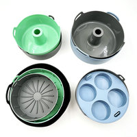Ensemble d'accessoires pour friteuse à air : Moule à muffins, Moule à donuts, Moule à savarin en silicone, Doublures pour friteuse à air, Carré, Rectangle, Double panier