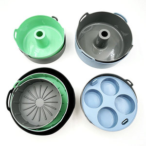 Juego de accesorios para freidora de aire de cocina: Molde para muffins, molde para donuts, molde <span class=keywords><strong>Savarin</strong></span> de silicona, revestimientos para freidora de aire, cuadrado, rectangular, cesta doble - Product Image 2