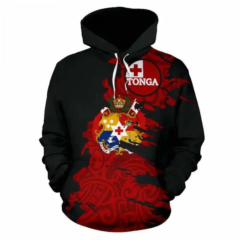 Tonga Pintura Hoodies Camisola das Mulheres Outono Inverno Solto Tops Moda POD Personalizado Com Capuz Roupas Casuais Dropshipping