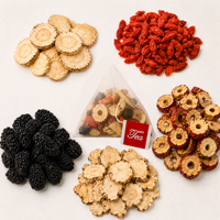 Thé aux herbes énergisant au Ginseng, Maca, Baies de Goji et Dattes Rouges, 30 Sachets refermables à fermeture éclair, Thé chinois aux herbes, Vente en gros OEM