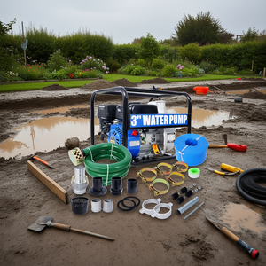 Bomba de agua de 3 pulgadas, 7HP, motor OHV a gasolina, bomba semitrash con kit de manguera para drenaje de jardín - Product Image 2