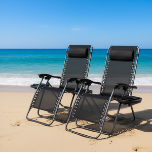 Silla de Gravedad Cero para Exteriores DB Infinity, Paquete de 2, Reclinable Plegable Ajustable con Bandeja para Almohada, para Uso en la Playa - Product Image 2