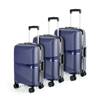 Valise de voyage de luxe moderne et classique à 4 roues avec cadre en aluminium, coque rigide en PP, serrure Bluetooth, anti-chute, couleur personnalisée en polyester