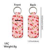 Porte-clés en néoprène à motif cerise mignon pour baume à lèvres, accessoires pour filles, tube de brillant à lèvres avec anneau porte-clés