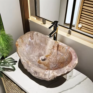 Outdoor Natural River Stone Hand Wash <b>Basin</b> and Sink Oval Traditional Design Dark Grey Custom Size Bathroom & Kitchen Use - Product Image 4