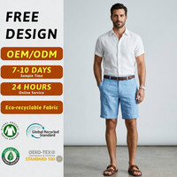 Shorts décontractés en lin azur pour hommes, personnalisables, écologiques, respirants, certifiés, fabrication en petites séries, production flexible