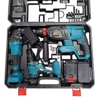 Ensemble d'outils électriques rechargeables à batterie lithium : marteau, meuleuse d'angle, perceuse, clé électrique