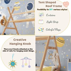<span class=keywords><strong>Lit</strong></span> <span class=keywords><strong>tipi</strong></span> moderne en pin massif avec lumières LED, rails de <span class=keywords><strong>lit</strong></span> et sommier à lattes pour enfants (garçons et filles), sans sommier intégré - Product Image 5