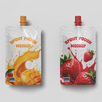 20ml 50ml Op maat bedrukte glanzende food grade Mylar zak voor fruit, vloeibare dranken, verpakkingen en drinktuiten met tuitjes
