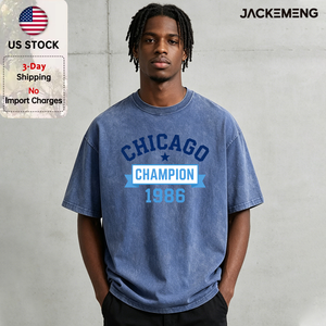 T-shirt en coton délavé oversize style universitaire rétro CHICAGO 1986 <span class=keywords><strong>Champion</strong></span>, imprimé en bloc, streetwear rétro, décontracté, entrepôt USA - Product Image 1