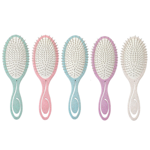 High Quality Wheat Straw Handle Eco-friendly for <b>Wigs</b> Home New Massage Steel Needle Air Cushion Hair <b>Brush</b> for Salon Hair <b>Brush</b> - Product Image 1