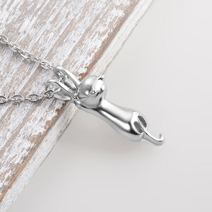 Niedliche Katzen-Urnen-Anhänger aus Edelstahl, Haustier-Einäscherungs-Schmuck, Gedenk-Asche-Andenken-Halskette für Hochzeiten, Tierasche-Gedenkurne - Product Image 4