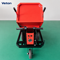 Chariot à plateforme à trois roues alimenté par batterie avec structure en acier pour les chantiers de construction, équipement de manutention de matériaux