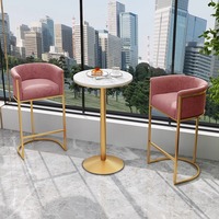 Vente en gros de tabouret haut de bar élégant et confortable à structure métallique de luxe et moderne avec dossier