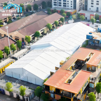Suelo de marquesina de 12x35m, tienda de campaña de boda blanca, suministros de camping, equipo de alquiler de tienda de campaña para iglesia, techo blanco sobre tienda de aterrizaje
