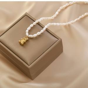 Collar de Perlas Barrocas de Agua Dulce Natural con Colgante de Oso Dulce y Bonito, Cadena para Clavícula a la Moda, Envío Gratis - Product Image 3