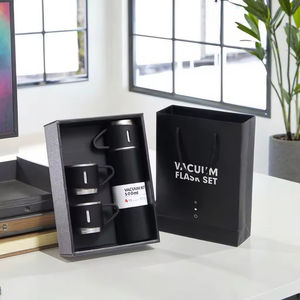 Set Hadiah Bisnis Termos Vakum Portabel 500ml Dinding Ganda Stainless Steel 304 dengan 2 Cangkir Tambahan untuk Cangkir Teh Botol Air - Product Image 5