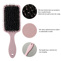 Brosse carrée démêlante à palette avec marque privée personnalisée brosse d'extension de cheveux en poils de sanglier mélangés avec coussin d'air en caoutchouc pour perruques