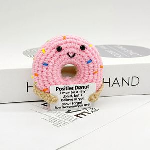 Donuts roses au crochet faits main, très demandés, pour l'énergie positive – Poupées tricotées pour le soutien émotionnel, jouets mignons en forme de nourriture, cadeaux - Product Image 1
