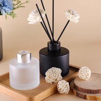 Flacon diffuseur en verre noir mat de luxe, forme cylindrique, 50 ml, 100 ml, 150 ml, 200 ml, avec différents couvercles et boîtes, vente en gros