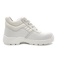 Chaussures de sécurité de cuisine à coupe moyenne pour hommes, à prix abordables, anti-perforation, avec embout en acier, en cuir microfibre blanc, résistantes à l'huile et antidérapantes