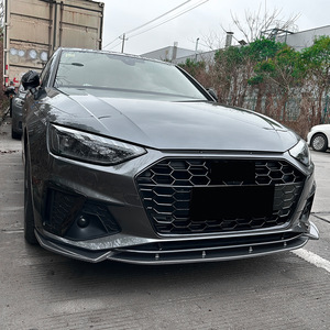 Audi A4 B9.5 Front <b>Lip</b> <b>Splitter</b> Piano Black Carbon Fiber Texture 2020-2024 ABS Body Kit - Product Image 2