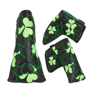 Juego de Fundas para Palos de <span class=keywords><strong>Golf</strong></span> de Cuero Sintético Negro con Diseño de Trébol de Cuatro Hojas, Funda para Cabeza de Palo de <span class=keywords><strong>Golf</strong></span>, Accesorios de <span class=keywords><strong>Golf</strong></span> - Product Image 4