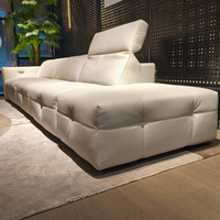 Ensemble de canapés inclinables modernes de luxe en cuir véritable avec fauteuil électrique relevable en bois pour salon, télécommande incluse - Promotion