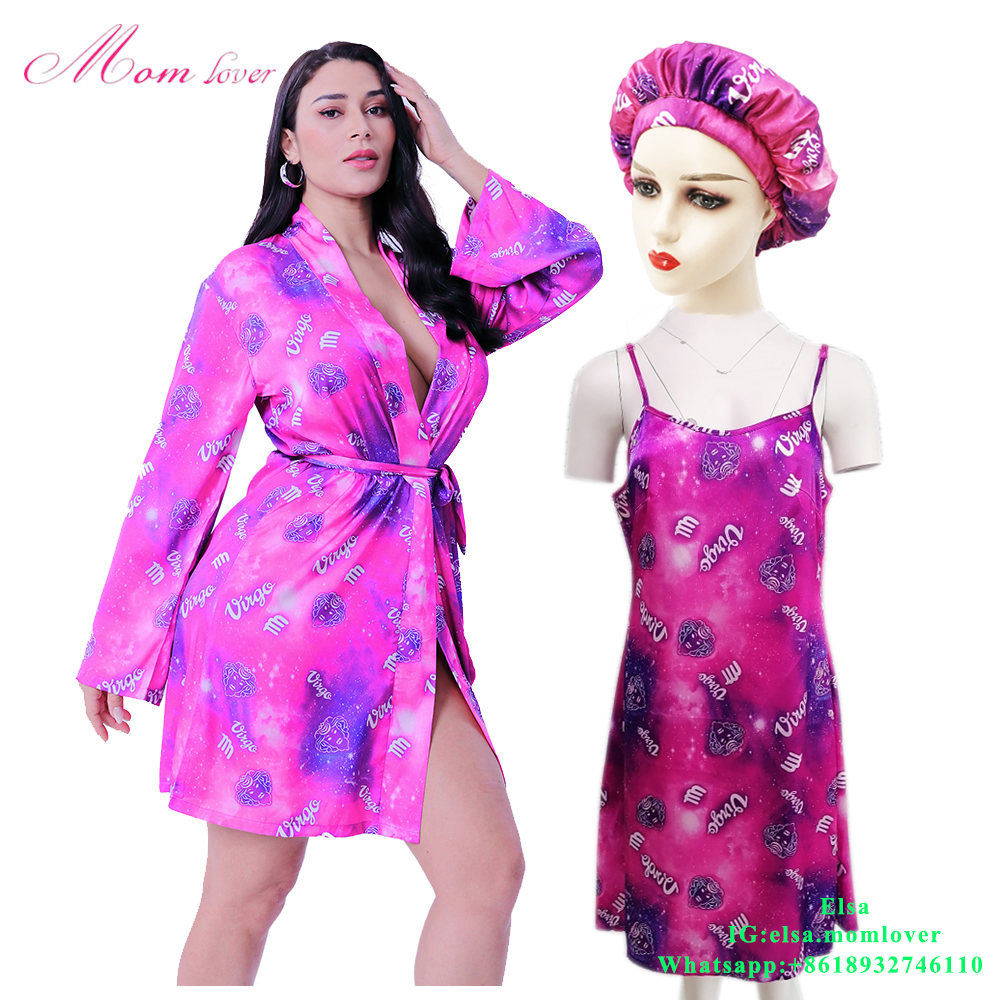 Оптовая продажа, банные халаты оптом с индивидуальным логотипом, соблазнительные ночные рубашки, черные и розовые халаты для женщин, шелковые атласные халаты для женщин