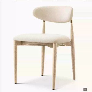 Kursi Makan lapisan kain Nordic Modern bingkai logam kulit PU kursi makan kedai kopi restoran kayu gaya Eropa - Product Image 3