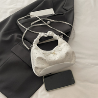 Sac à main Jacquard à strass avec nœud, poignée froncée et chaîne tressée, sac bandoulière pour femme, style Ballet Core