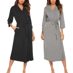 Vestaglia da Notte Personalizzata in Bambù e Spandex per Donna, Pigiama Lungo Tinta Unita, Abbigliamento da Casa, Indumenti da Notte, Camicia da Notte Femminile - Product Image 1