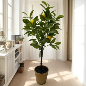 Personnalisé Faux En Plastique Bonsaï Artificielle <span class=keywords><strong>Citronnier</strong></span> Pièce Maîtresse Feuilles Vertes <span class=keywords><strong>pour</strong></span> Entrée Bureau Maison Thanksgiving Décor De Vacances - Product Image 1