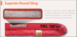 Sling plat rond sans fin Supertex haute résistance, rouge, en aramide et polyester multicouche, capacité de levage de 1 à 100 tonnes, garantie 3 ans - Product Image 3
