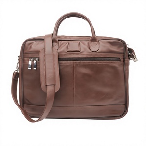 ELYSIAN INDUSTRIES Unisex Genuine Leather Tactical Sports Briefcase Professional Solid Brown Zipper Closure Adjustable Strap - Product Image 1
