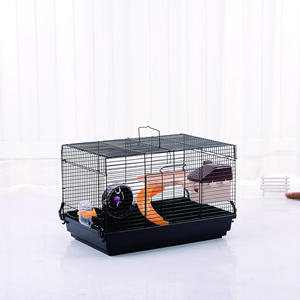 Gabbia Grande per Criceti e Porcellini d'India, Habitat per Piccoli Animali con Ruota per Esercizio, Colore Nero - Product Image 1