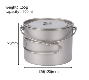 <span class=keywords><strong>Olla</strong></span> de Titanio TOMSHOO Modelo Y18727-2 750ml/900ml/1100ml/1600ml/2000ml/2800ml Ultraligera con Tapa Colgante y Asa Plegable para Camping - Product Image 4